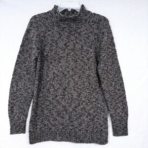 LL Bean Women's Cotton Ragg Knit Sweater Funnelneck Pullover Size M Cozy Classic